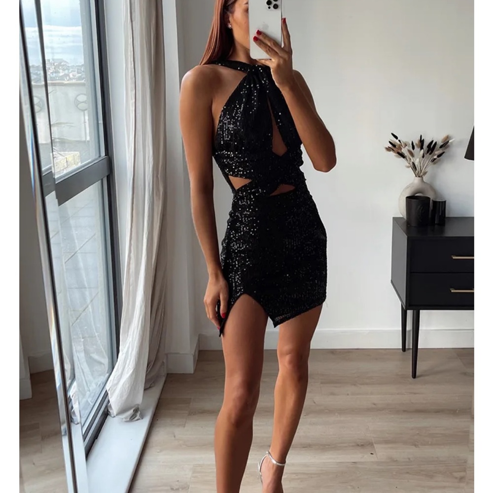 NWT IN THE STYLE BLACK SEQUIN SET